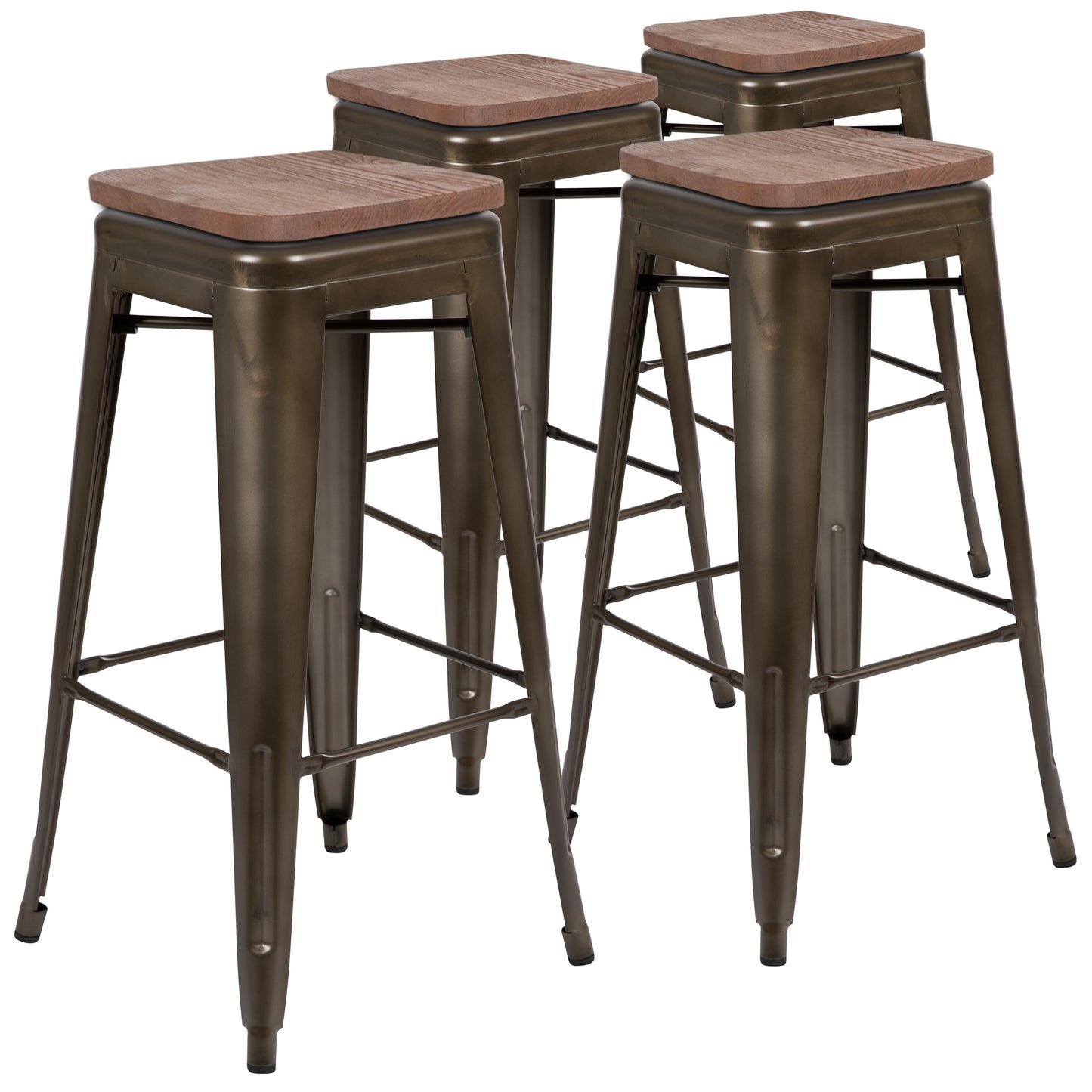Flash Furniture Gun Metal 30.0-in H Bar height Stackable Metal Bar Stool