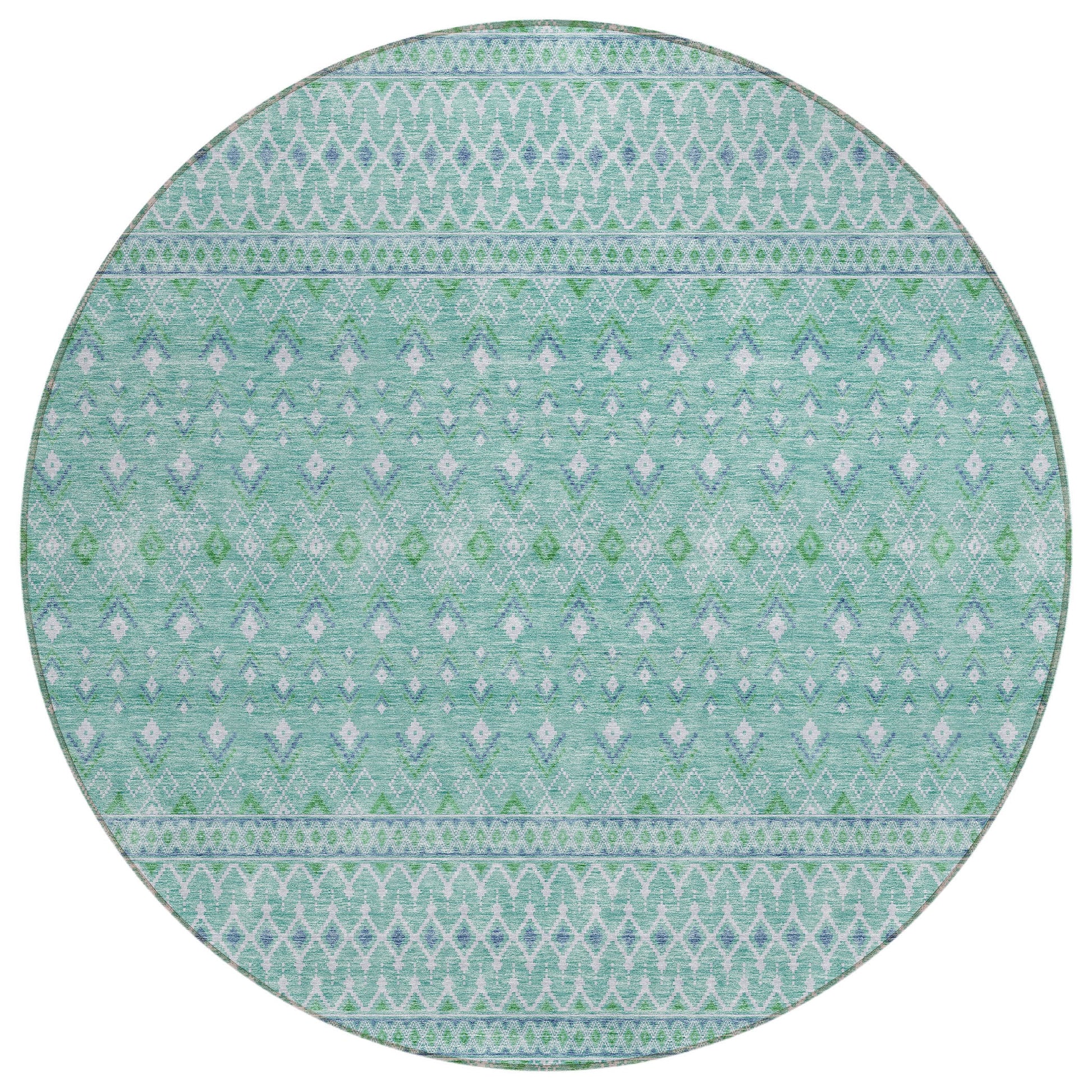 Addison Rugs Chantille ACN709AQ 8 x 8 (ft) Aqua Round Indoor/Outdoor Geometric Machine washable Area rug