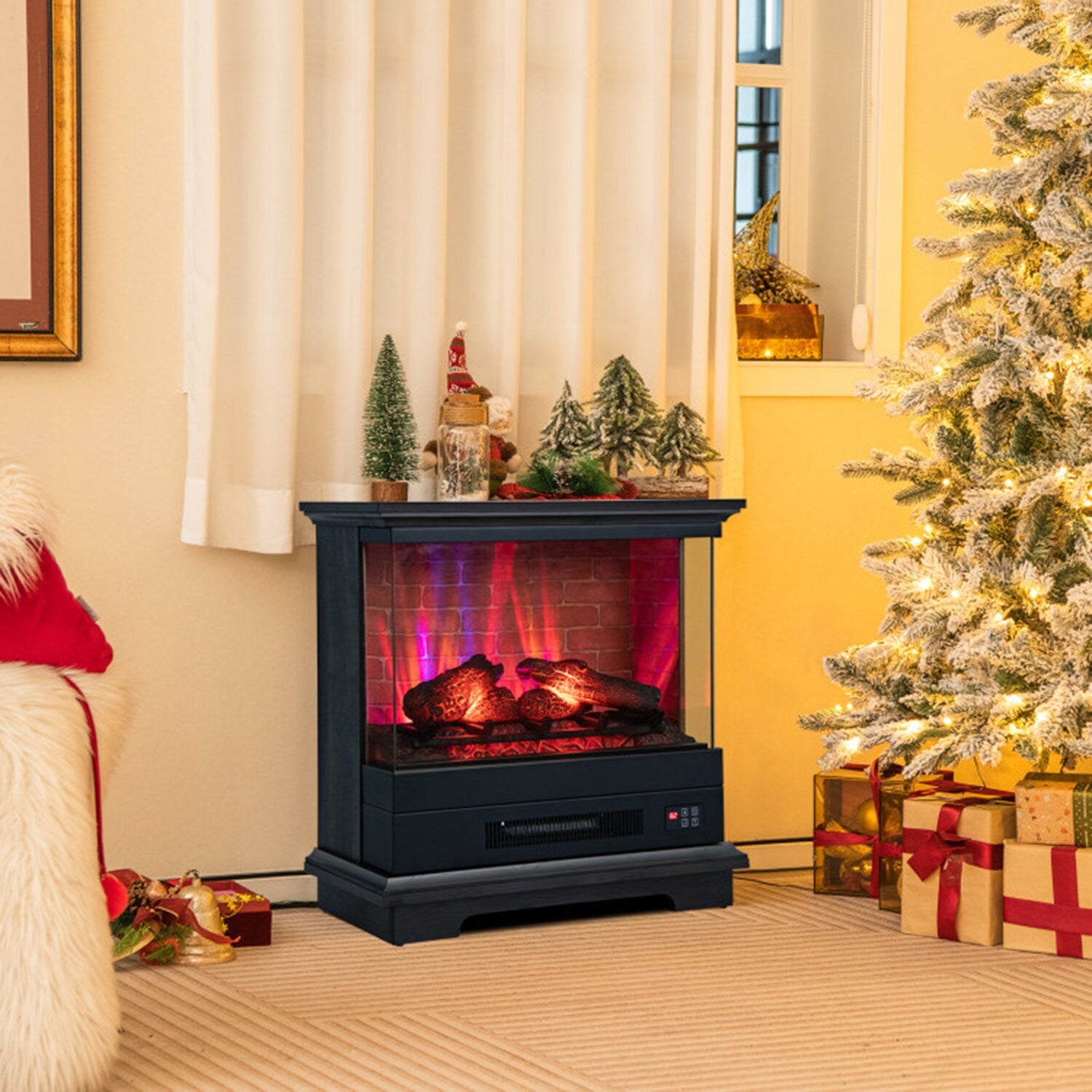 Mondawe 27-in W Black Infrared Quartz Electric Fireplace MO-FP10560US-DK
