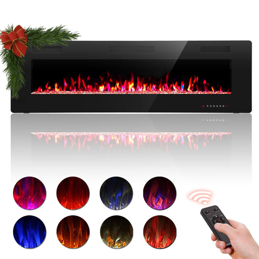 COWSAR 60-in W Black Infrared Quartz Electric Fireplace 860C3U
