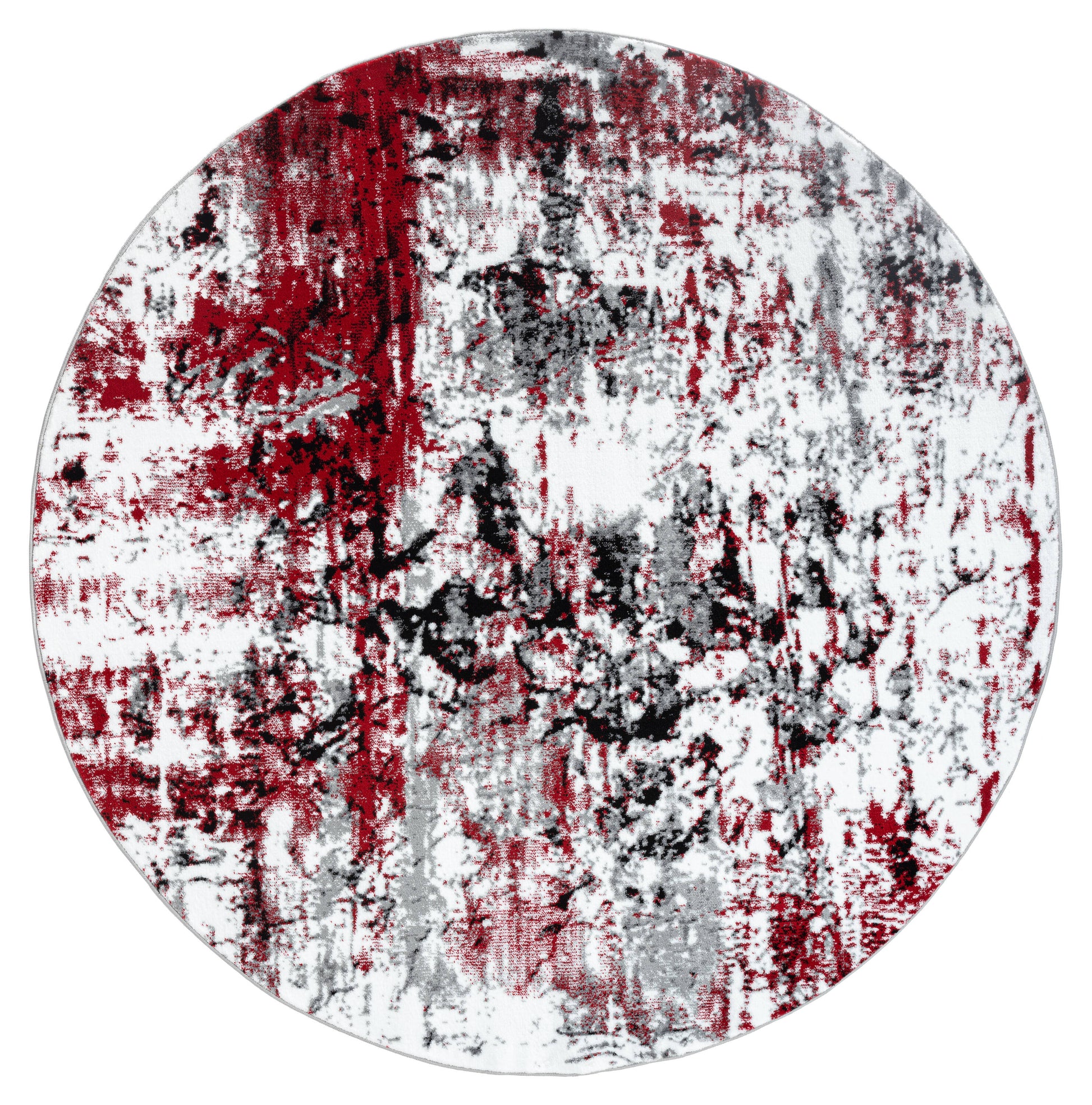 MDA Rugs Samos 6 x 6 (ft) White/Red Round Indoor Abstract Area rug