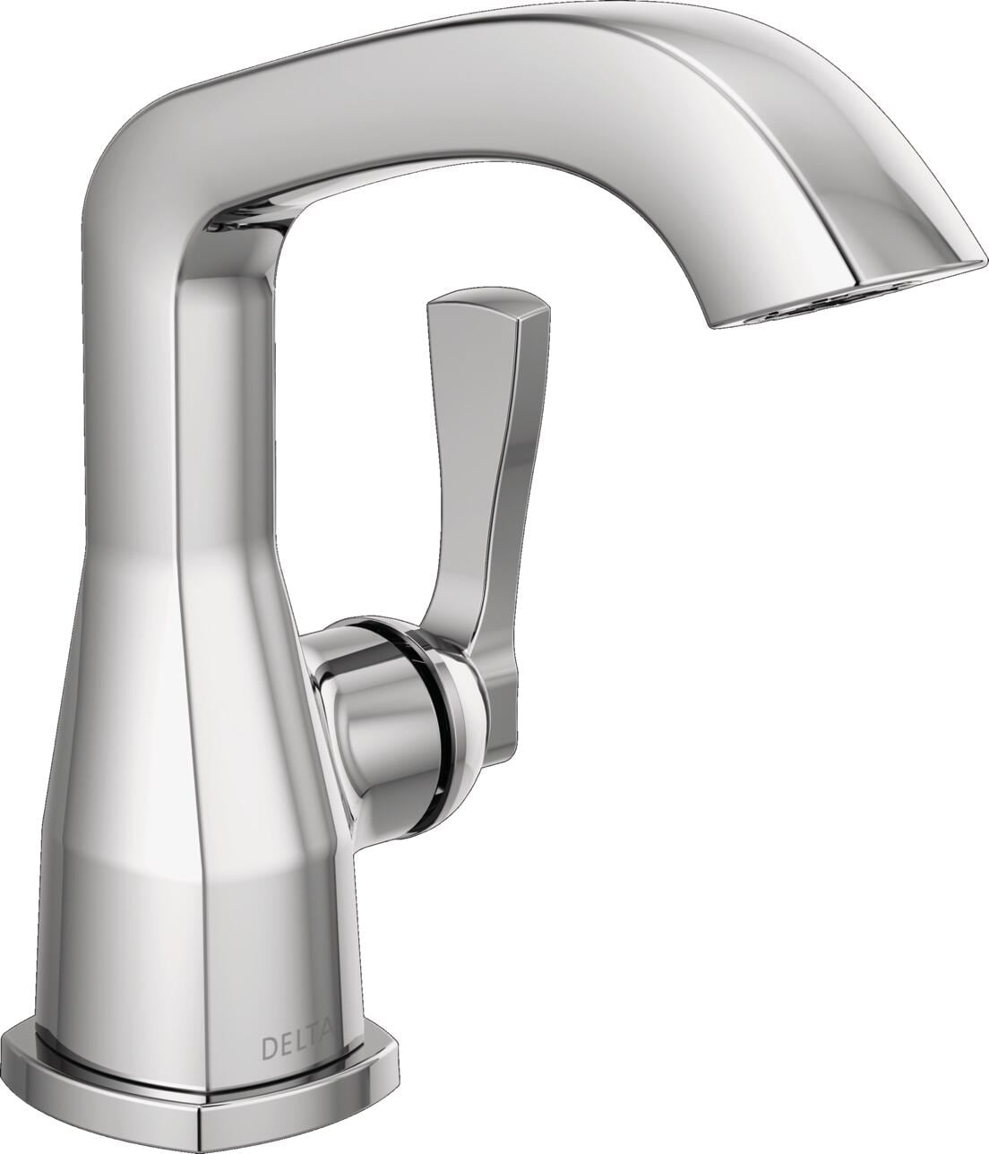 Delta Stryke Lumicoat Chrome Single hole 1-handle WaterSense Low-arc Residential Handle Bathroom Sink Faucet with Drain with Deck Plate