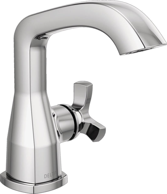 Delta Stryke Lumicoat Chrome Single hole 1-handle WaterSense Low-arc Residential Handle Bathroom Sink Faucet with Deck Plate