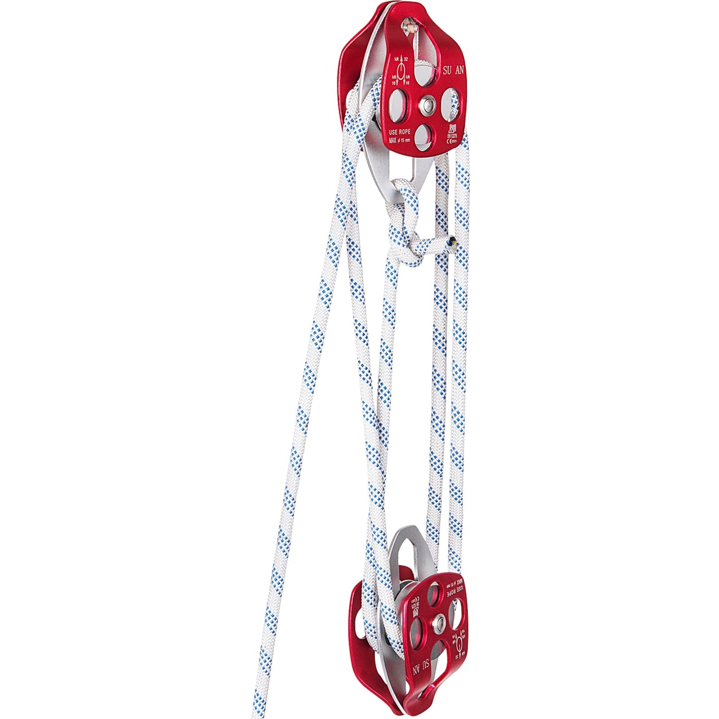 VEVOR Twin Sheave Block and Tackle 0.43-0.5Inch 100-200Ft Twin Sheave Block with Braid Rope 30-35KN 6600-7705LBS Double Pulley Rigging (1/2 x 200) SHLSJTZ12MM61MJLSV0