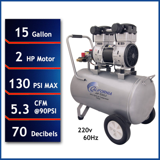 California Air Tools 15-Gallon Portable Electric 175 PSI Horizontal Air Compressor 15020C-22060