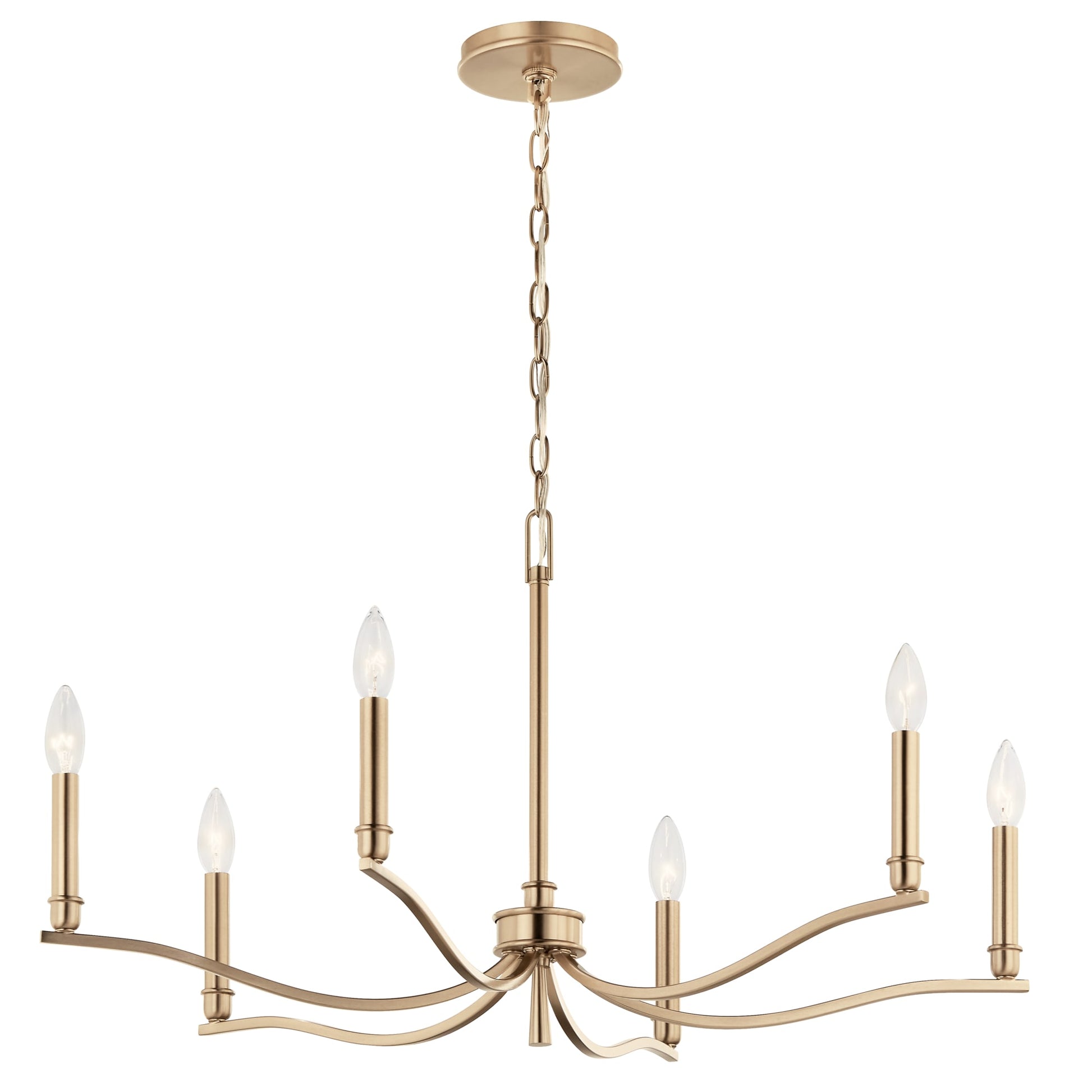 Kichler Malene 6 -Light Gold Traditional Bare bulb For Use in Dining Rooms, Foyers, Kitchens, Living Rooms Chandelier 6297680