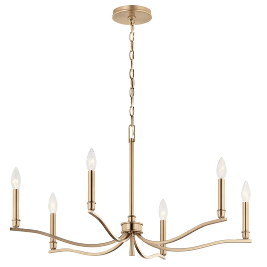 Kichler Malene 6 -Light Gold Traditional Bare bulb For Use in Dining Rooms, Foyers, Kitchens, Living Rooms Chandelier 6297680