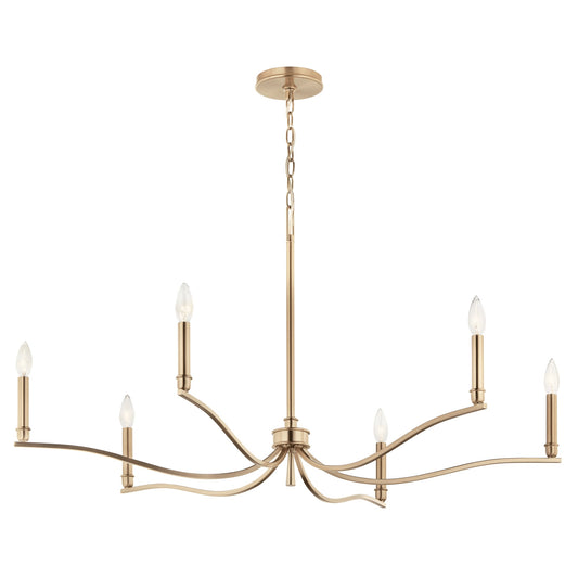 Kichler Malene 6 -Light Gold Traditional Bare bulb For Use in Bedrooms, Dining Rooms, Foyers, Kitchens, Living Rooms Chandelier 6297681