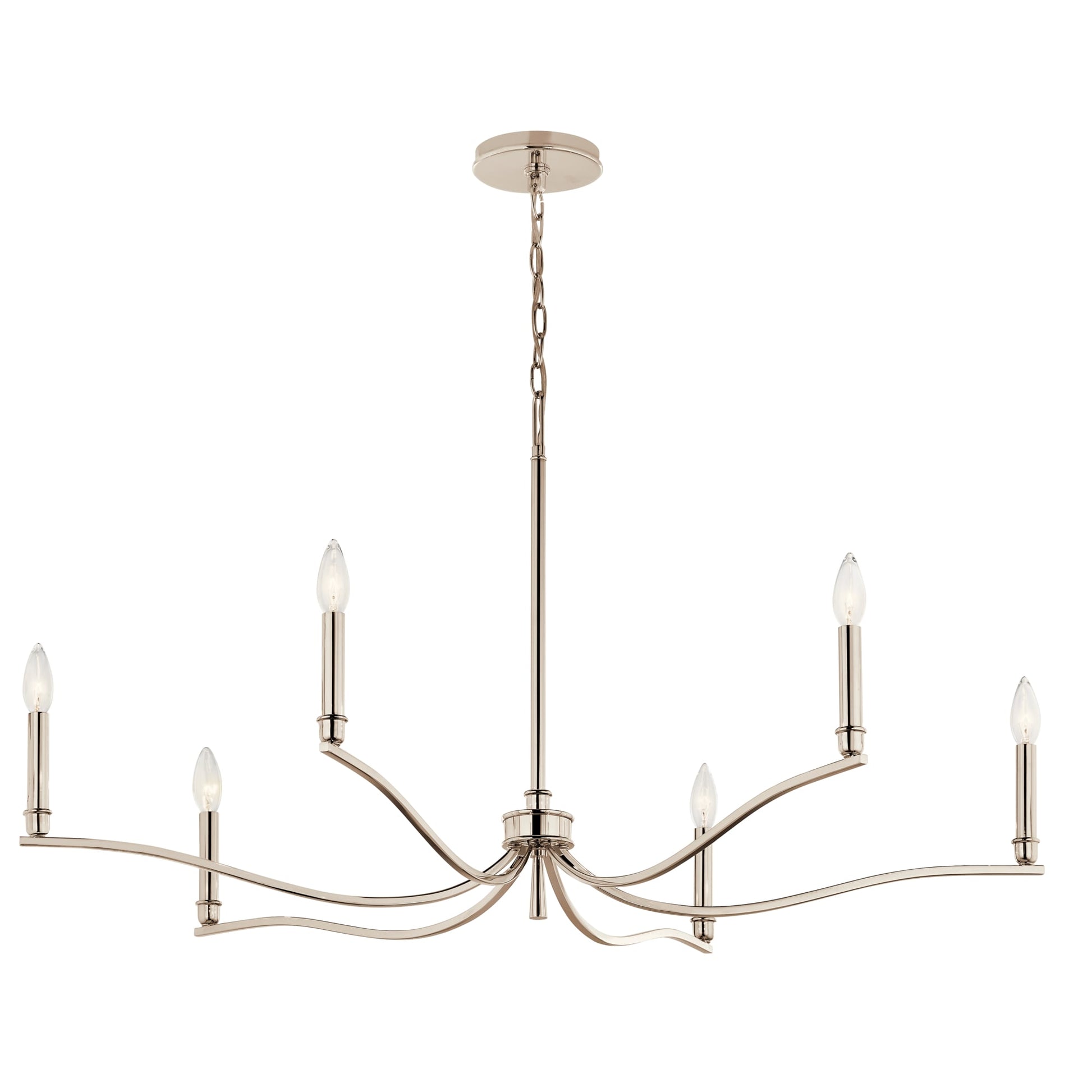 Kichler Malene 6 -Light Polished Nickel Traditional Bare bulb For Use in Bedrooms, Dining Rooms, Foyers, Kitchens, Living Rooms Chandelier 6297684
