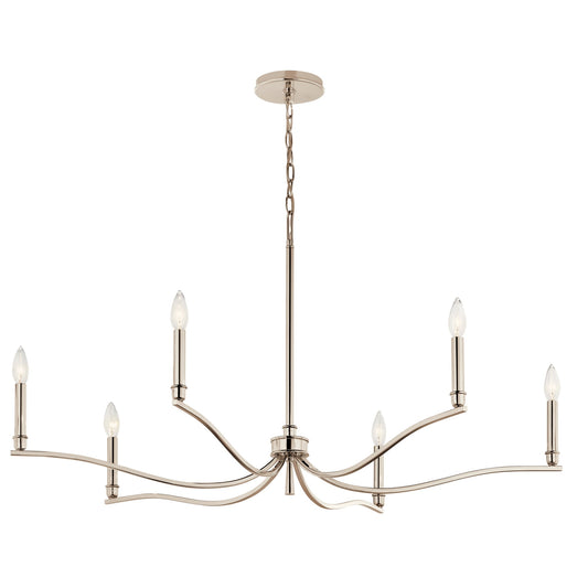 Kichler Malene 6 -Light Polished Nickel Traditional Bare bulb For Use in Bedrooms, Dining Rooms, Foyers, Kitchens, Living Rooms Chandelier 6297684
