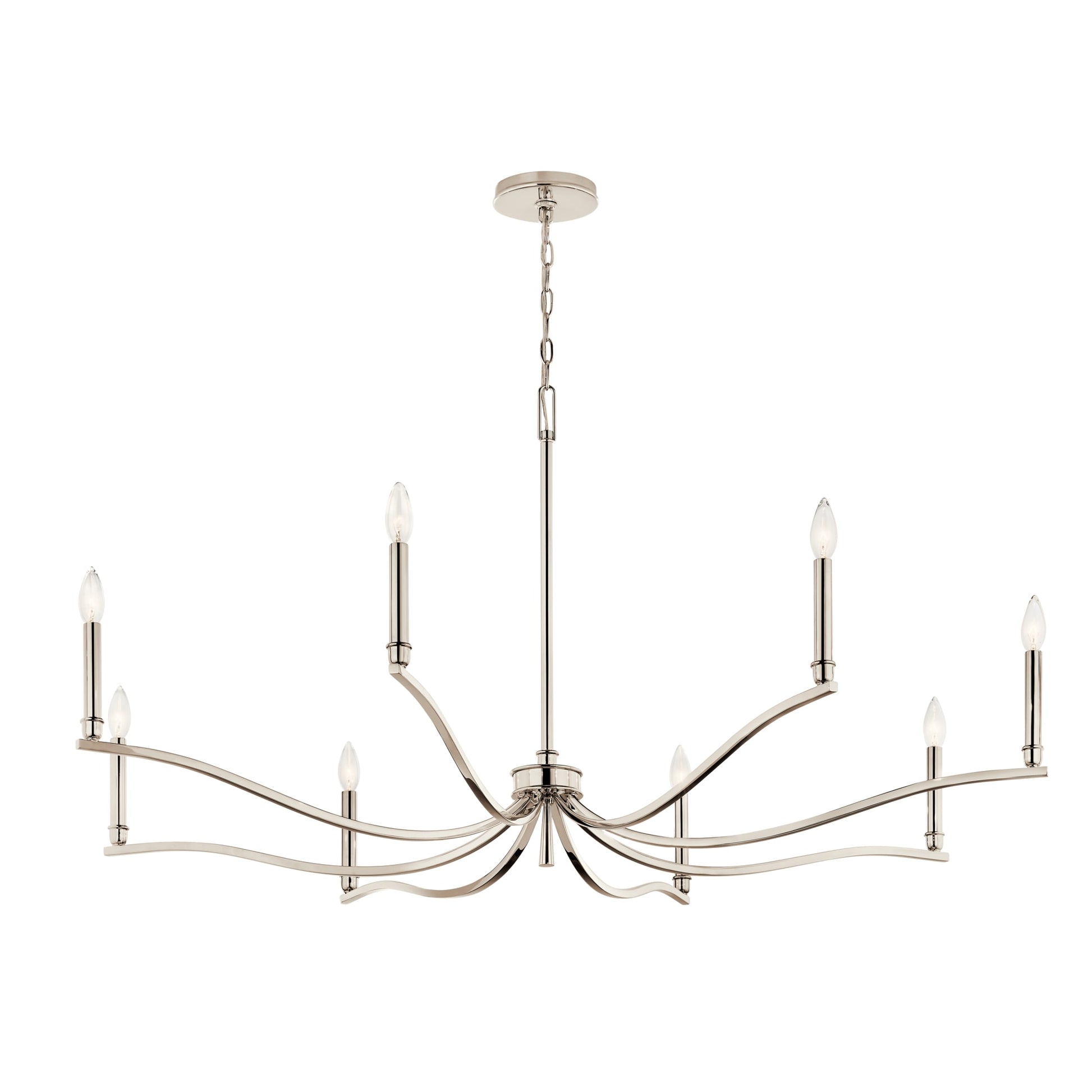 Kichler Malene 8 -Light Polished Nickel Traditional Bare bulb For Use in Bedrooms, Dining Rooms, Foyers, Kitchens, Living Rooms Chandelier 6297683