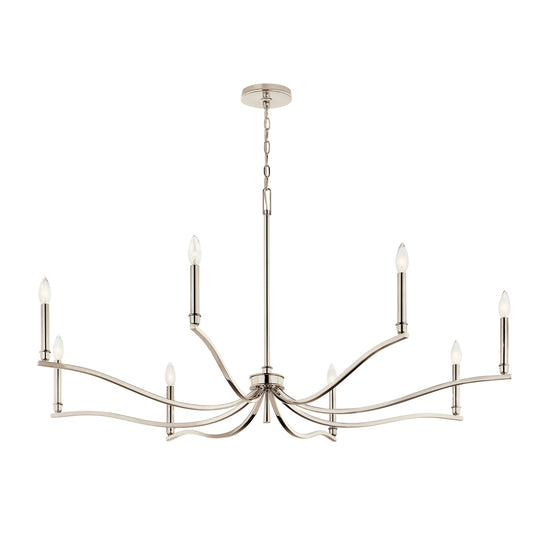 Kichler Malene 8 -Light Polished Nickel Traditional Bare bulb For Use in Bedrooms, Dining Rooms, Foyers, Kitchens, Living Rooms Chandelier 6297683