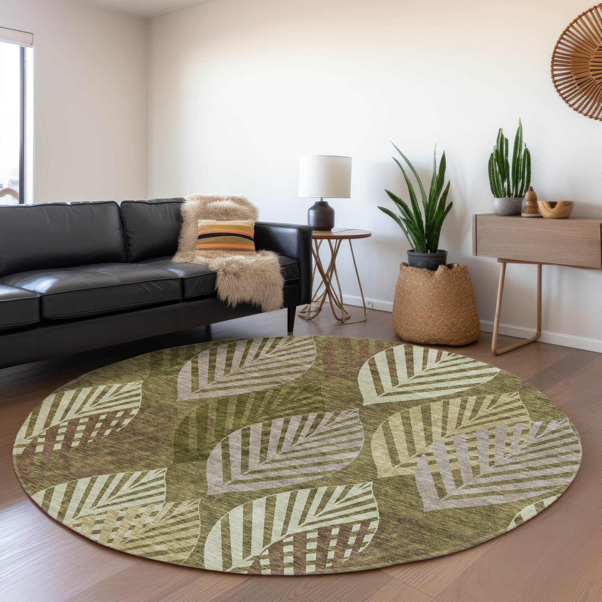Addison Rugs Chantille ACN744OL 8 x 8 (ft) Olive Round Indoor/Outdoor Geometric Machine washable Area rug
