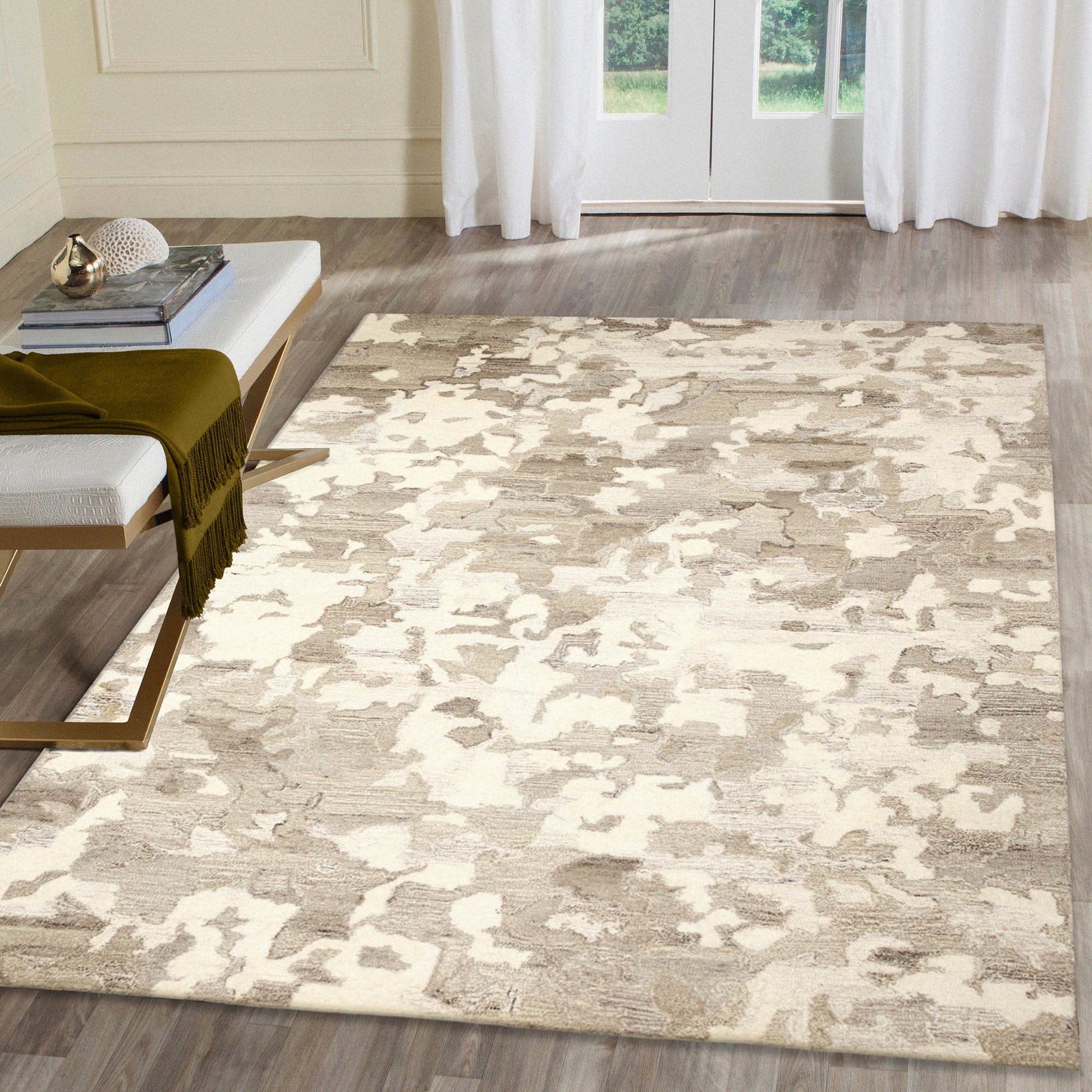 Liora Manne Hana 5 x 8 (ft) Tufted Wool Natural Rectangular Indoor Abstract Area rug