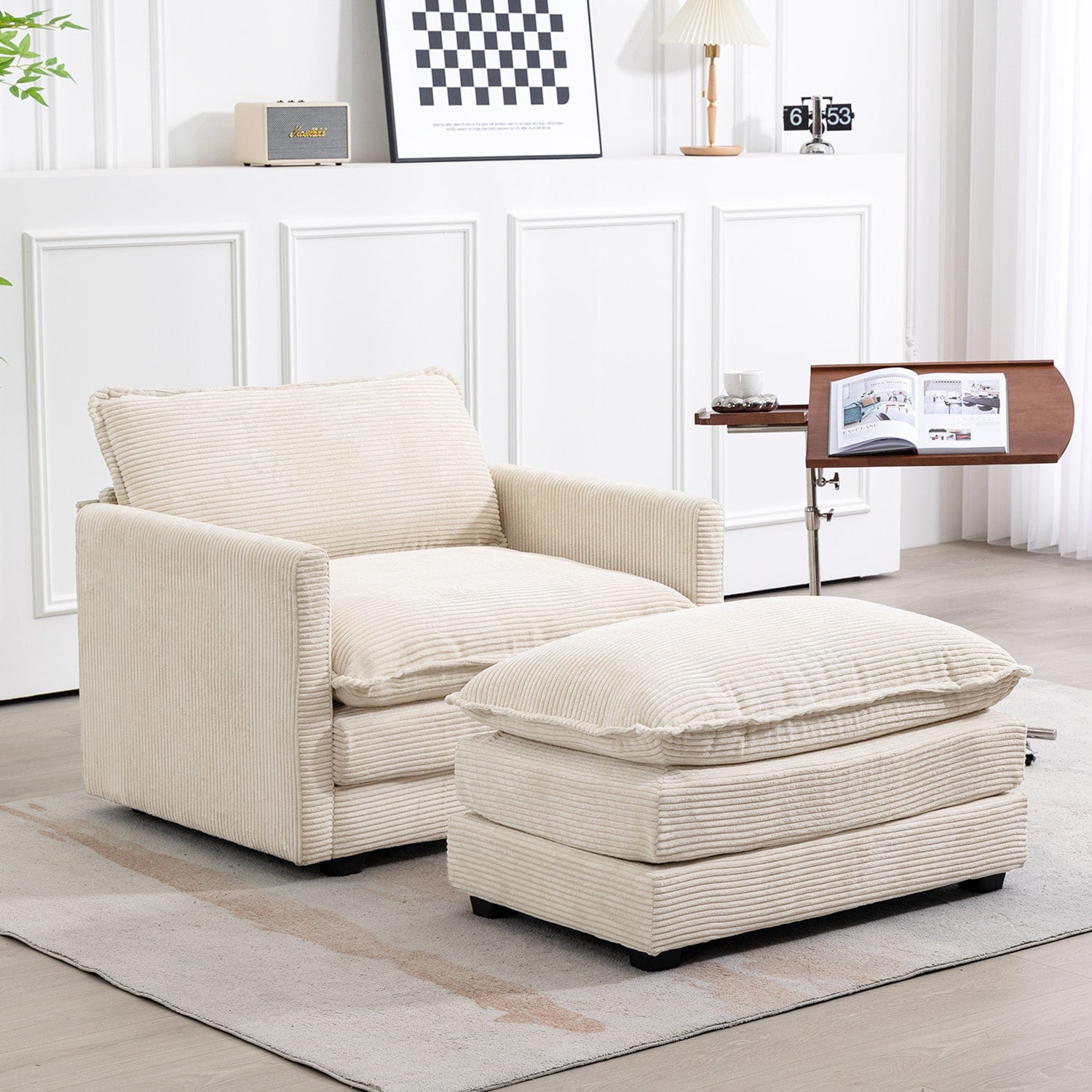 JEAREY Sectional sofa 46-in Casual Beige Chenille 1 -seater Sofa