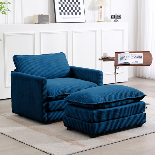 JEAREY Sectional sofa 46-in Casual Blue Chenille 1 -seater Sofa