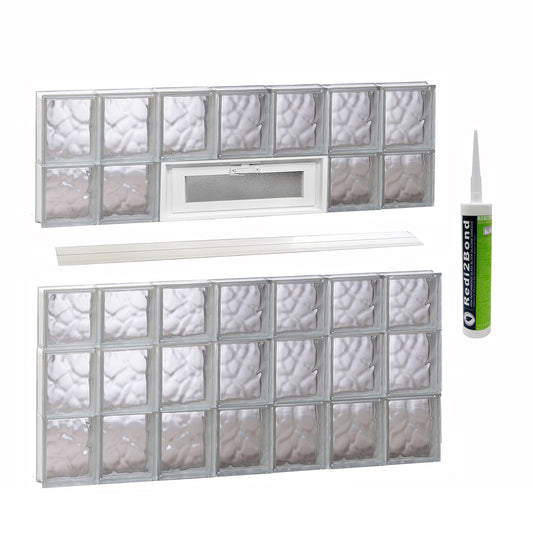 REDI2SET Wavy Glass 40-1/4-in x 34-3/4-in Frameless Replacement Vented Glass Block Window