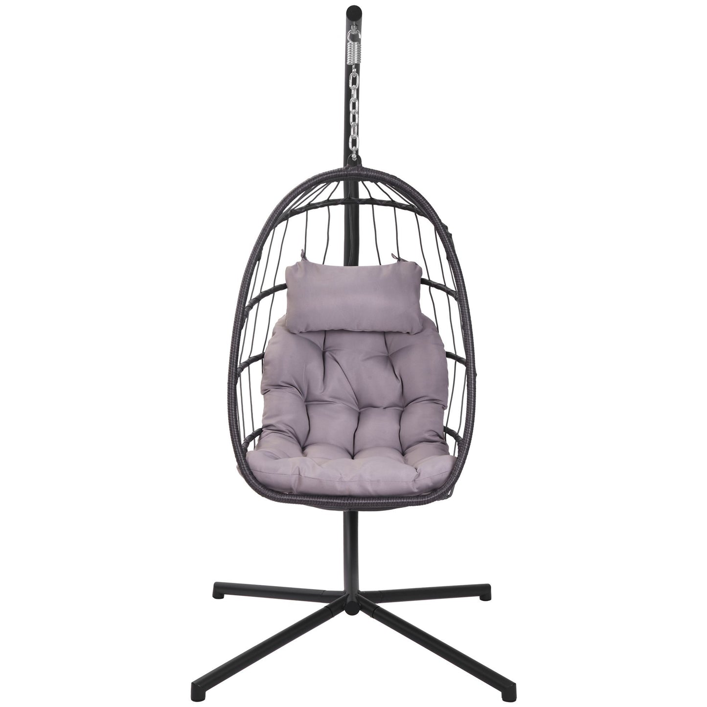 Miki Shinly Hammock Chair Palm City Grey Woven Hammock with Stand