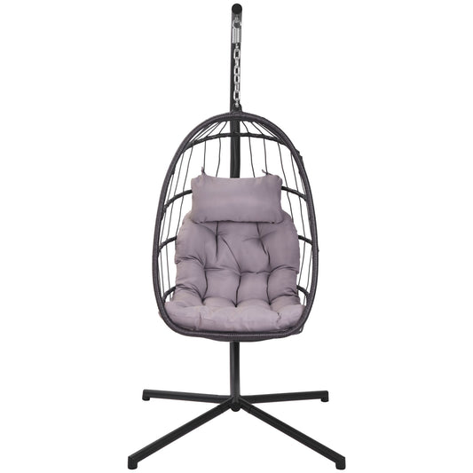 Miki Shinly Hammock Chair Palm City Grey Woven Hammock with Stand