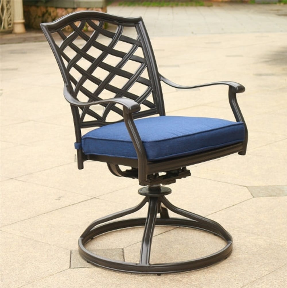 ZAKLOOP Rocker Chair Set of 2 Black Rocking Chair with Blue Cushioned Seat