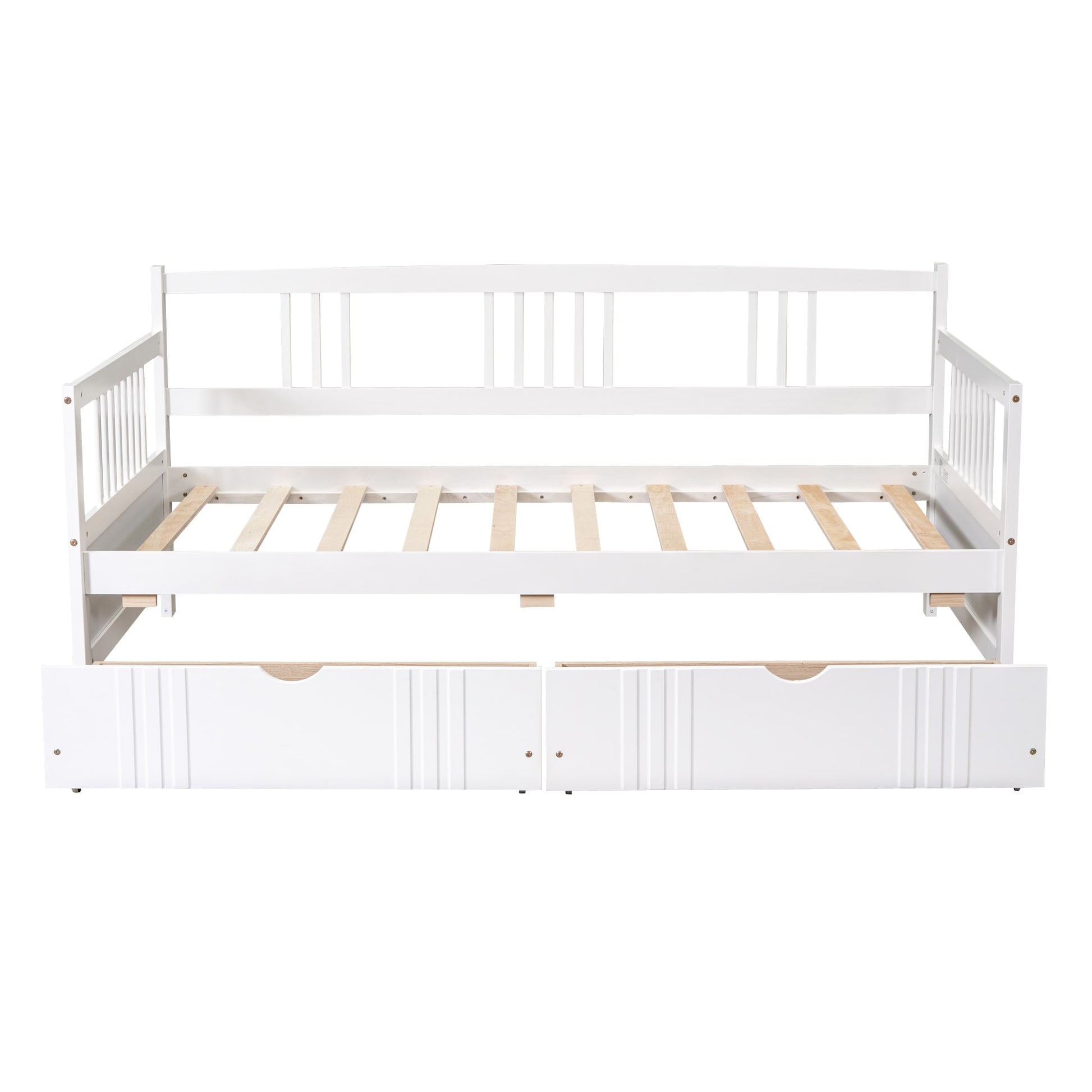 Qualler Twin White Wood Storage Daybed with Headboard