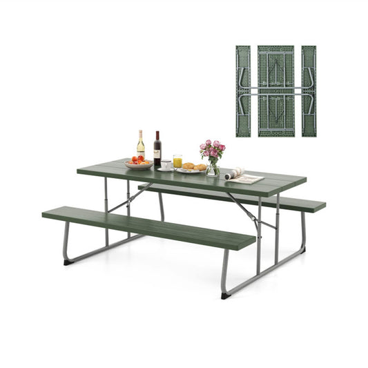 BABOOM 72-in Green Plastic Rectangle Folding Picnic Table