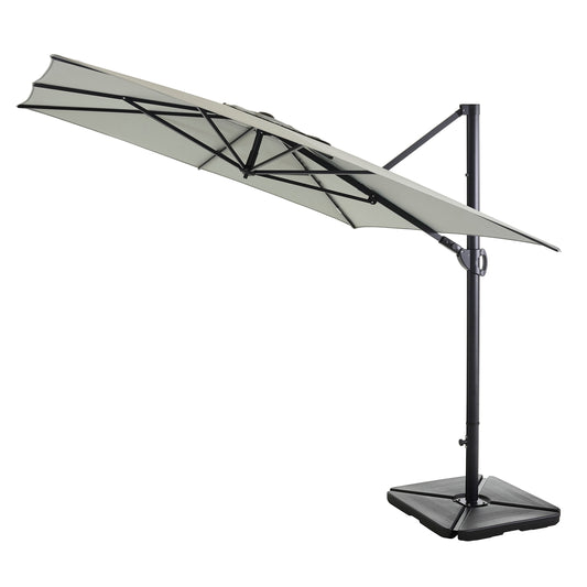 allen + roth 8-ft Aluminum Gray Slide-tilt Cantilever Patio Umbrella with Base