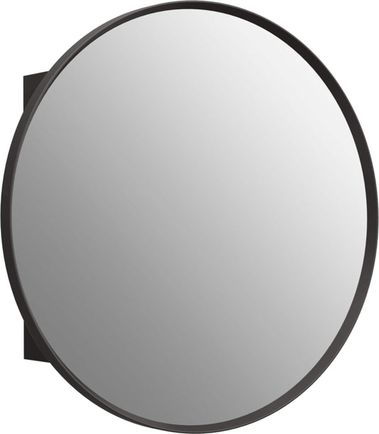 KOHLER Verdera 23.625-in x 23.625-in Surface/Recessed Mount Matte Black Mirrored Round Medicine Cabinet