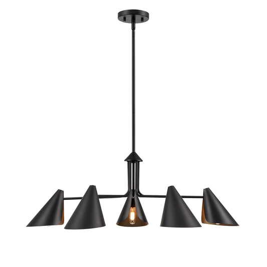 Millennium Lighting Warhol 5 -Light Matte Black Industrial For Use in Bedrooms, Dining Rooms, Foyers, Kitchens, Living Rooms Chandelier