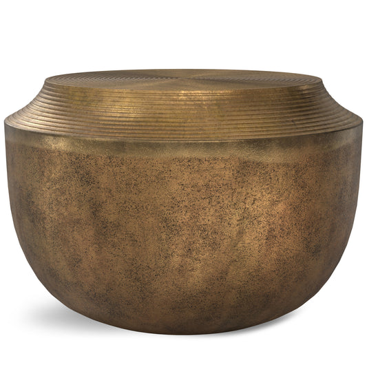 Simpli Home Modern Round Metal Polished 23.5-in W x 16.5-in H Coffee Table