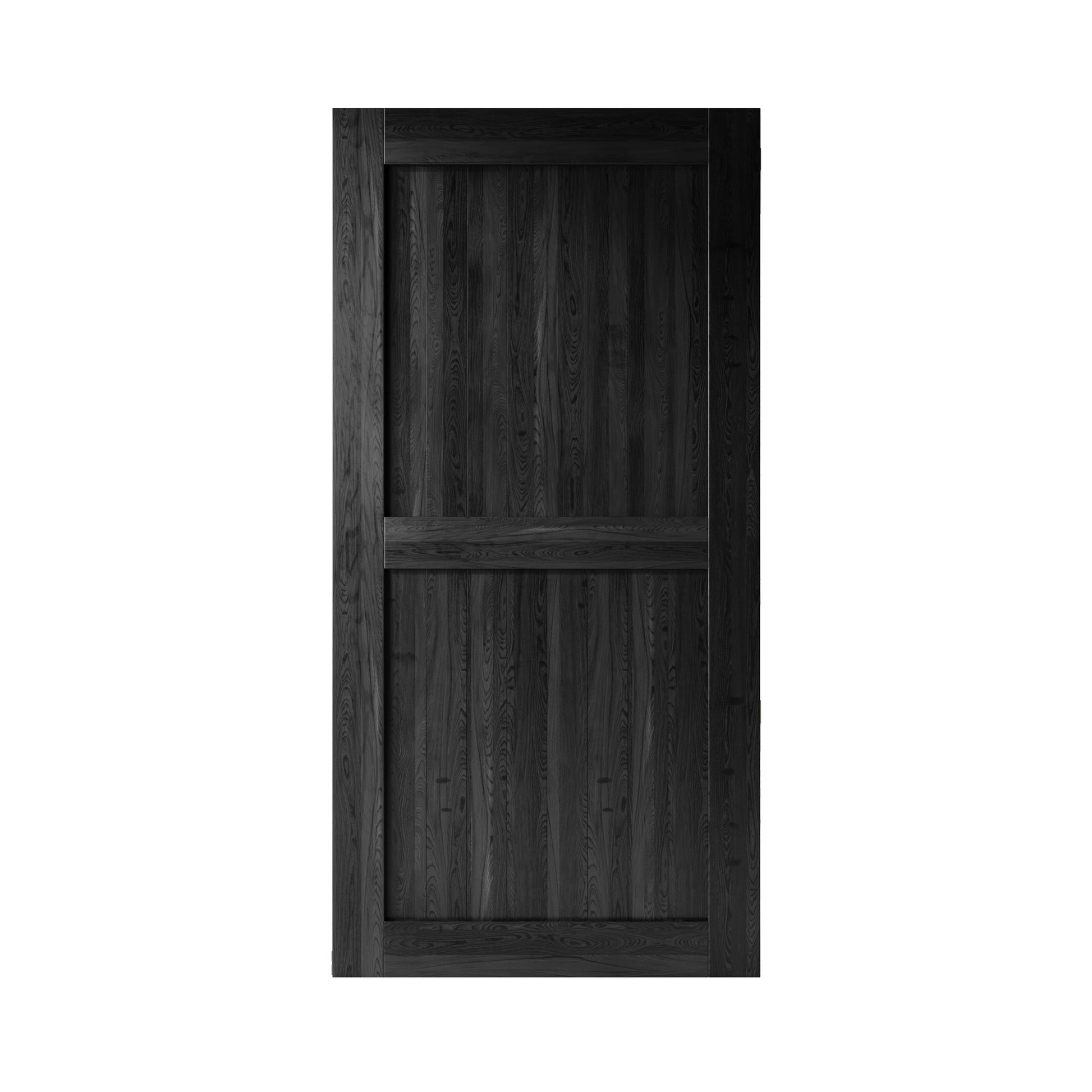 HOMACER 48-in x 84-in Black Prefinished Mid-Bar Pine Wood Solid core Single Barn Door (Hardware Not Included)
