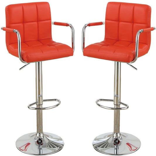 CESICIA Red 38.0-in H Adjustable Tall Swivel Metal Bar Stool