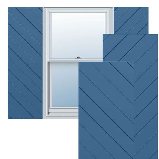Ekena Millwork 18-in W x 43-in H Sojourn Blue Flat panel Exterior Shutters ( 2 -Pack )