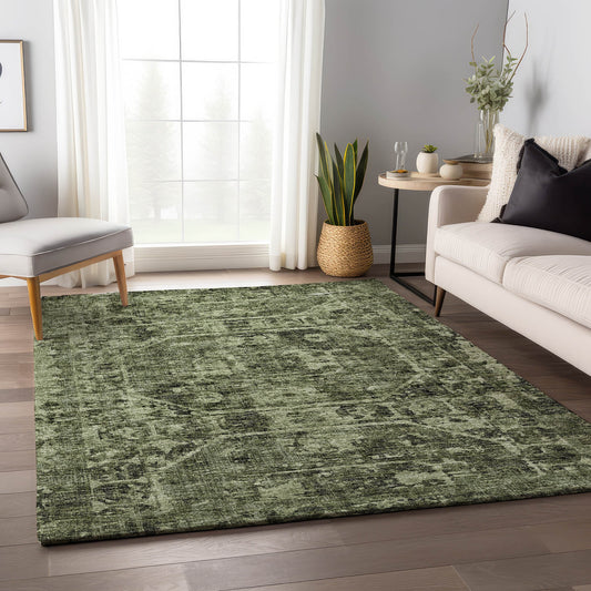 Addison Rugs Mayfield AMF41OL 9 x 12 (ft) Loomed Olive Rectangular Indoor Abstract Machine washable Pet Friendly Area rug