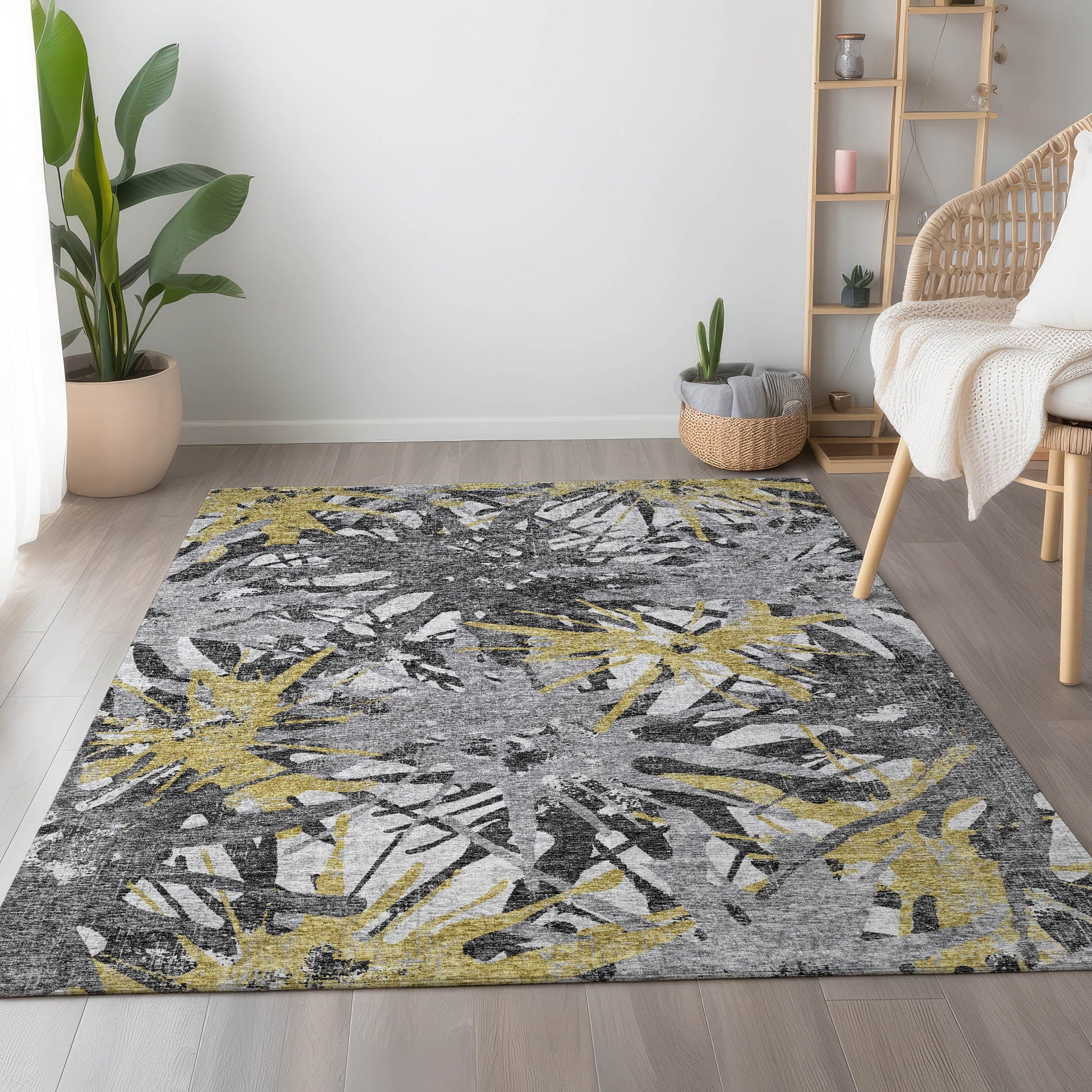 Addison Rugs Mayfield AMF77GI 8 x 10 (ft) Loomed Gilded Rectangular Indoor Abstract Machine washable Pet Friendly Area rug