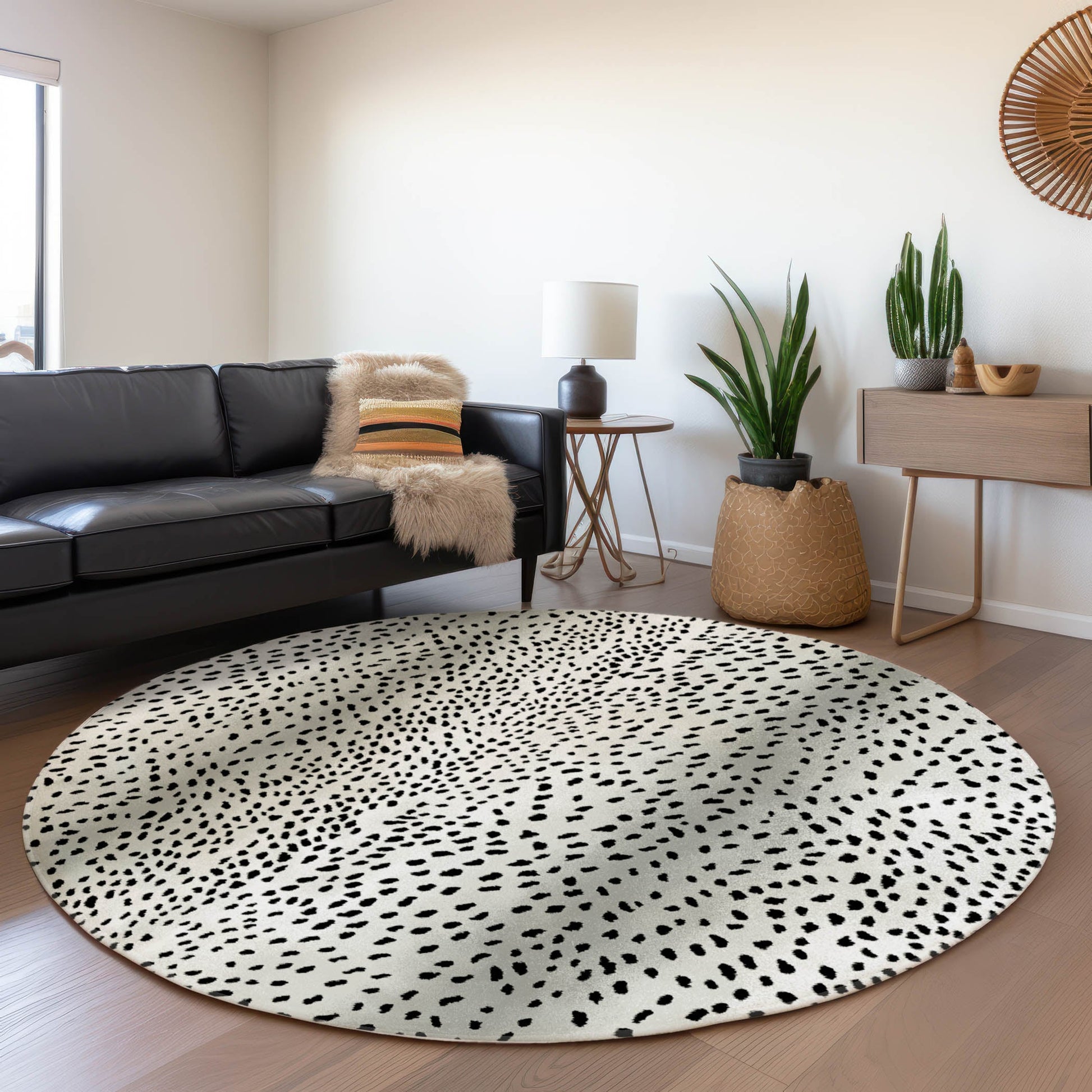 Addison Rugs Mayfield AMF44PE 8 x 8 (ft) Loomed Pearl Round Indoor Abstract Machine washable Pet Friendly Area rug