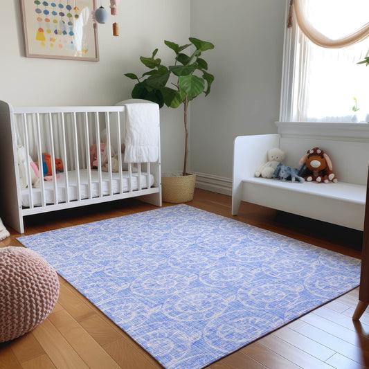 Addison Rugs Mayfield AMF190BL 8 x 10 (ft) Loomed Blue Rectangular Indoor Geometric Machine washable Pet Friendly Area rug