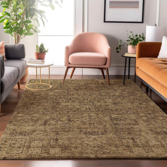 Addison Rugs Mayfield AMF611MO 8 x 10 (ft) Loomed Mocha Rectangular Indoor Geometric Machine washable Pet Friendly Area rug