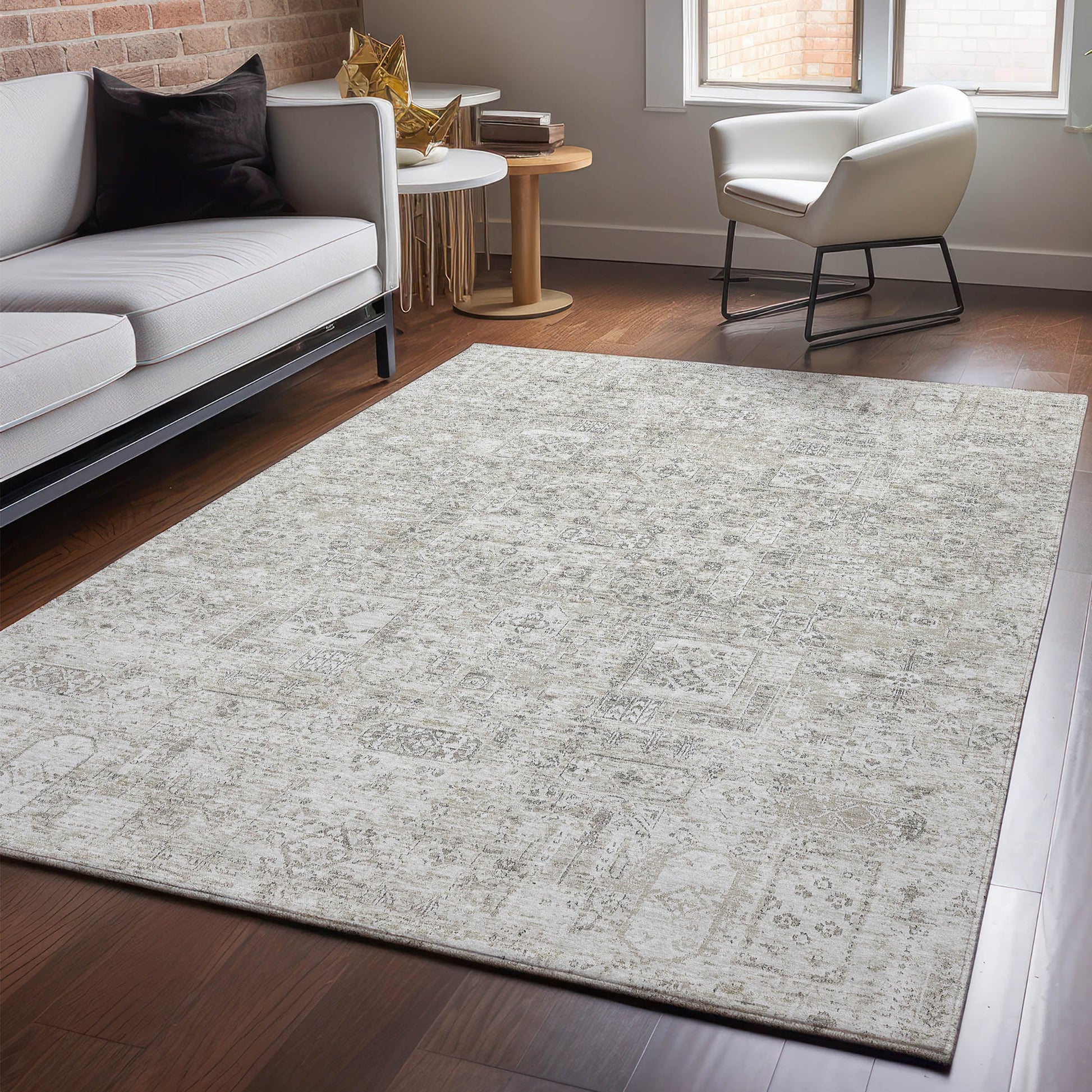 Addison Rugs Mayfield AMF611TP 8 x 10 (ft) Loomed Taupe Rectangular Indoor Geometric Machine washable Pet Friendly Area rug