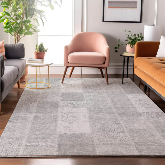 Addison Rugs Mayfield AMF631SV 9 x 12 (ft) Loomed Silver Rectangular Indoor Geometric Machine washable Pet Friendly Area rug