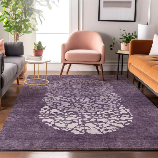 Addison Rugs Mayfield AMF643EG 8 x 10 (ft) Loomed Eggplant Rectangular Indoor Geometric Machine washable Pet Friendly Area rug