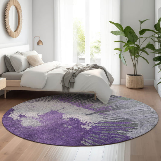 Addison Rugs Mayfield AMF645PP 8 x 8 (ft) Loomed Purple Round Indoor Geometric Machine washable Pet Friendly Area rug