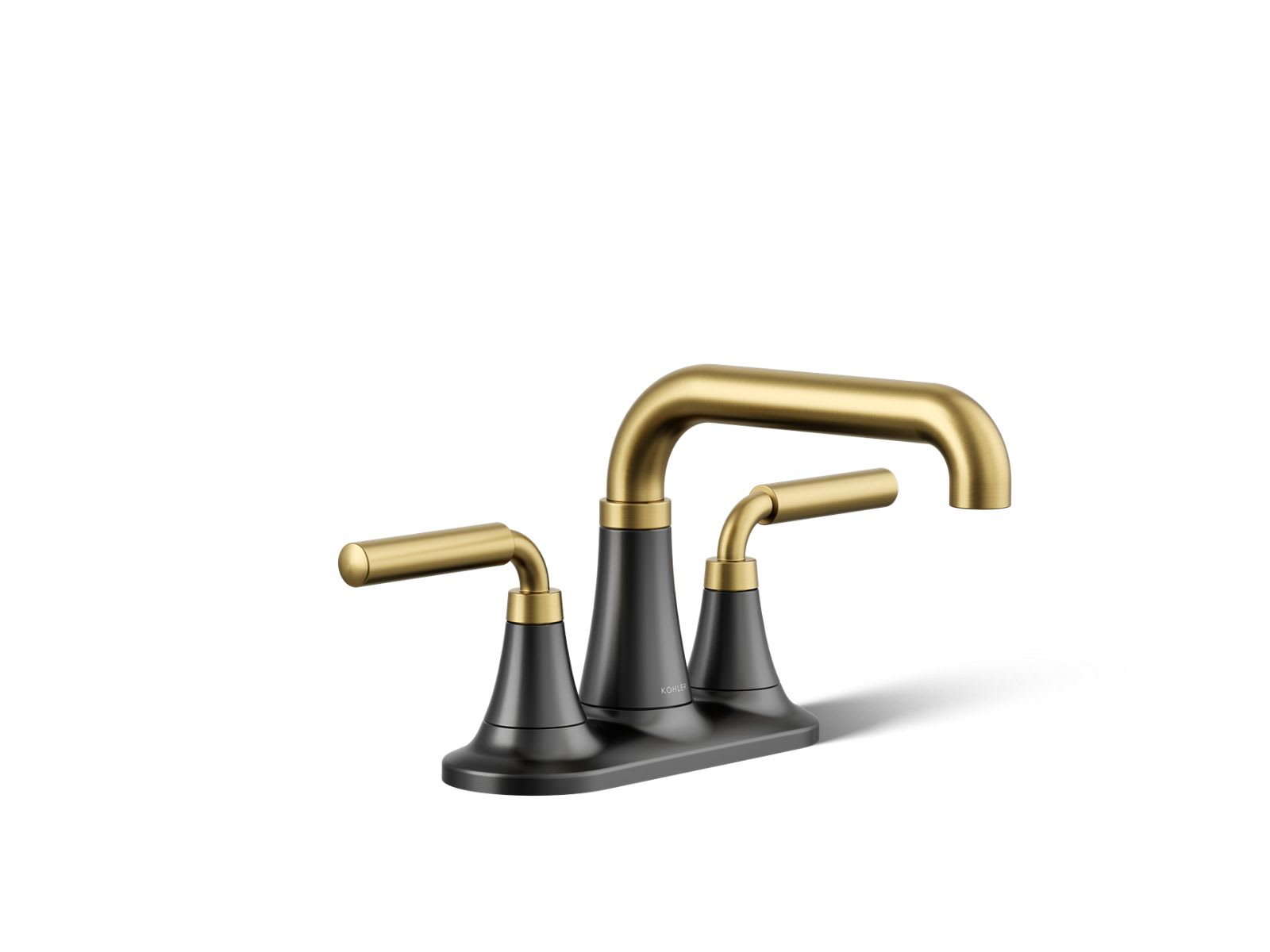 KOHLER Tone 1.0 GPM Centerset Lavatory Faucet in Matte Black With Moderne Brass (Valve Included)