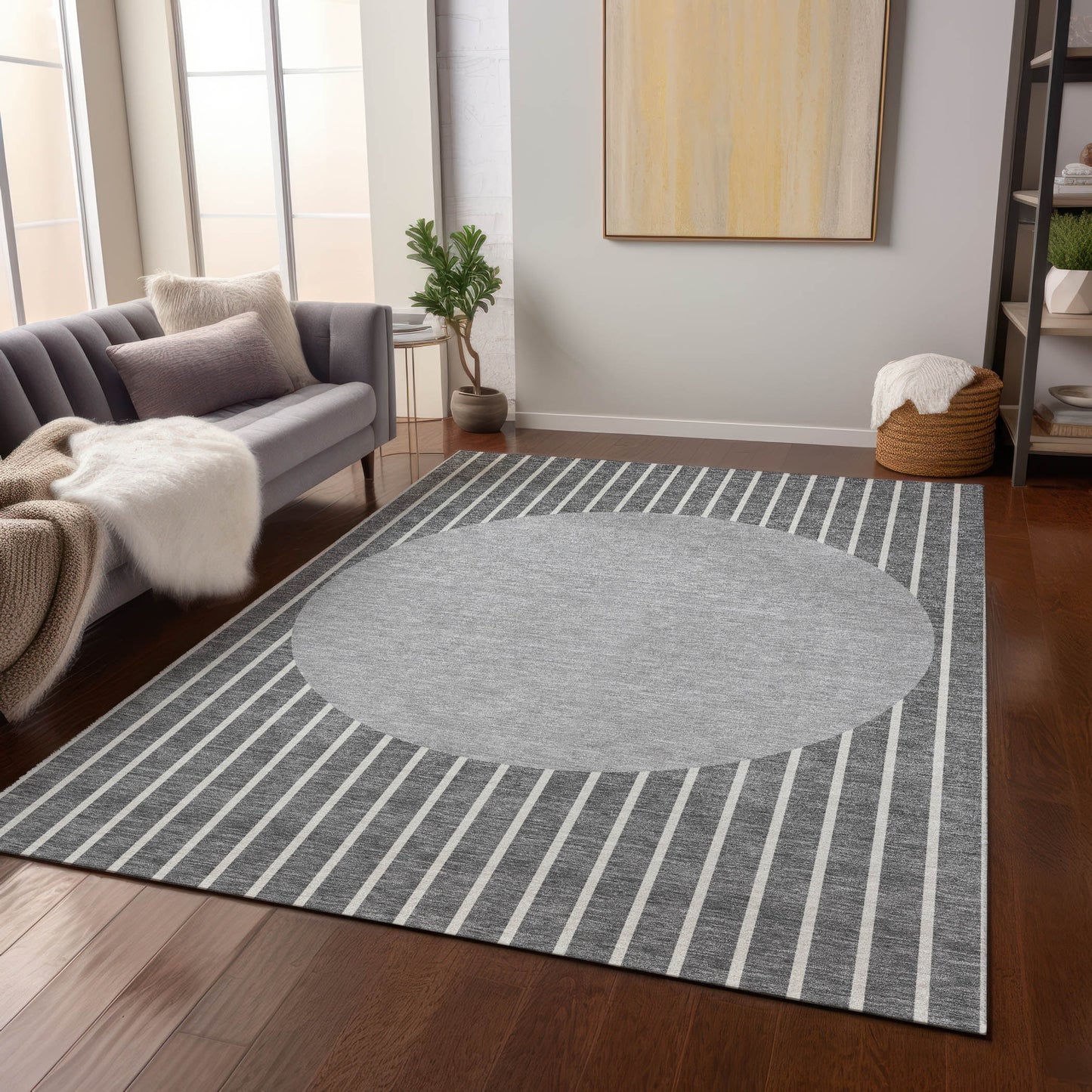 Addison Rugs Chantille ACN994GY 8 x 10 (ft) Gray Rectangular Indoor/Outdoor Geometric Pet Friendly Area rug