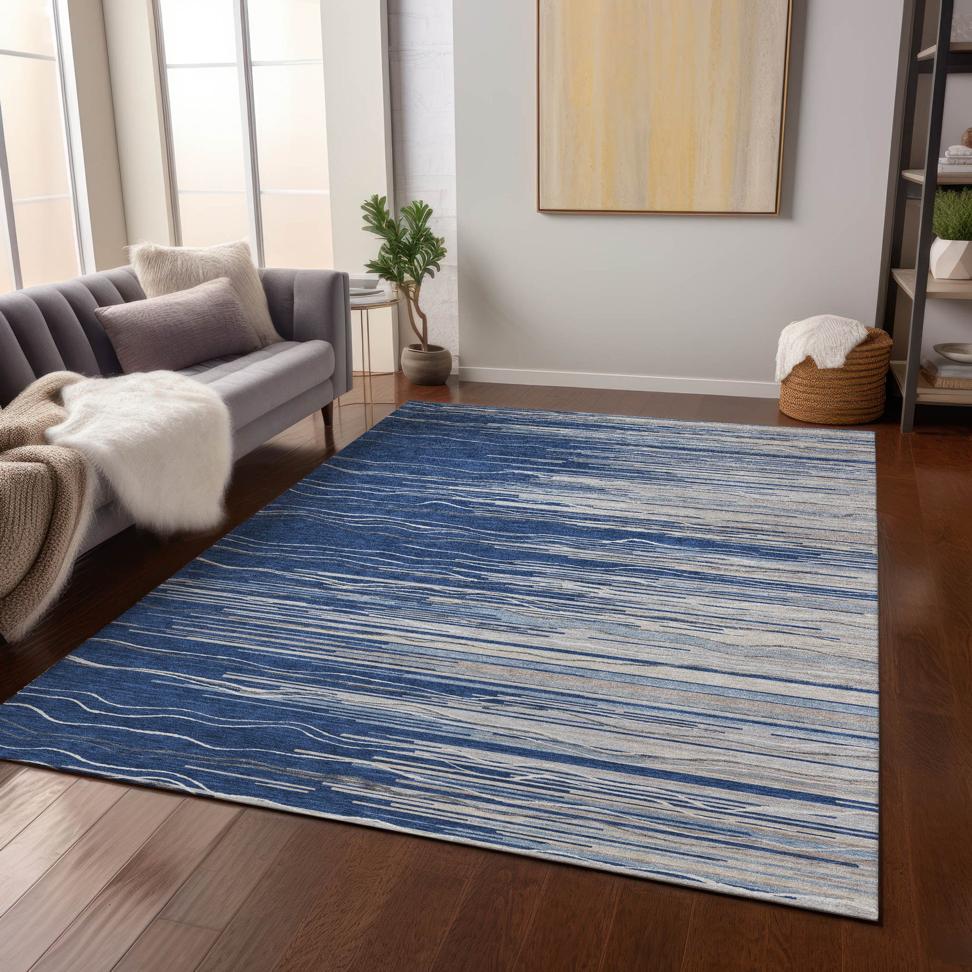 Addison Rugs Chantille ACN996NA 8 x 10 (ft) Navy Rectangular Indoor/Outdoor Geometric Pet Friendly Area rug
