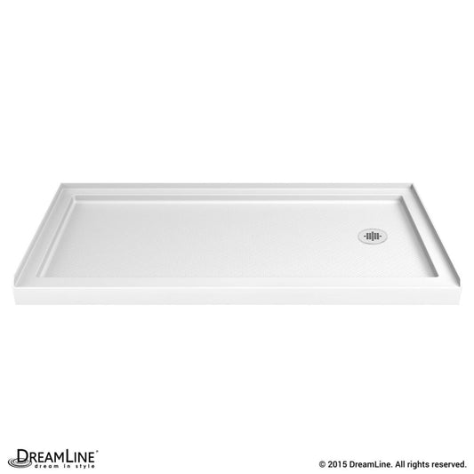 DreamLine SlimLine 34-in W x 60-in L Right White Single Threshold Rectangle Shower Pan Base with 2.75-in H Threshold