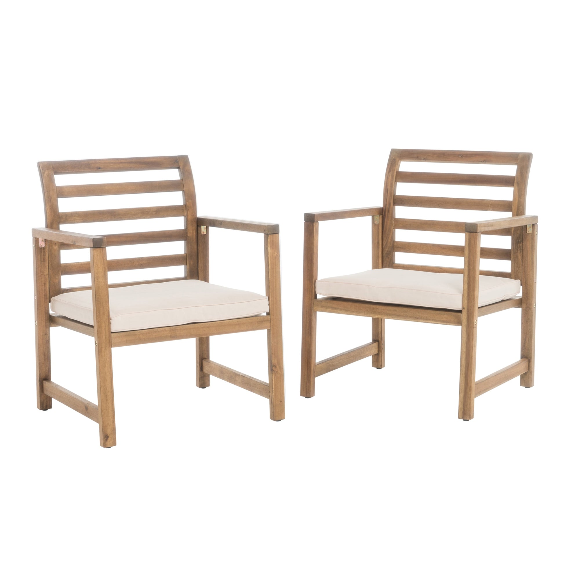 AHIOU HOME Evelyn Set of 2 Stackable Natural Wood Frame Stationary Dining Chair with White Cushioned Seat