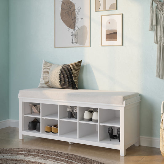John Louis Home Casual White Storage Bench with Storage 44-in x 17-in x 20-in