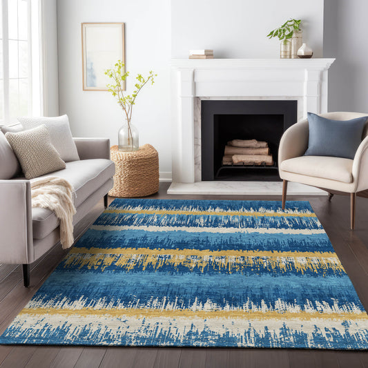 Addison Rugs Chantille ACN1013NA 8 x 10 (ft) Navy Rectangular Indoor/Outdoor Geometric Machine washable Pet Friendly Area rug