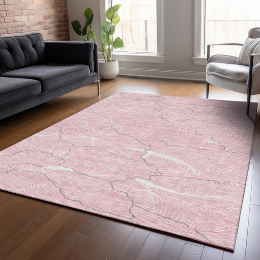 Addison Rugs Chantille ACN1048PI 10 x 14 (ft) Pink Rectangular Indoor/Outdoor Geometric Machine washable Pet Friendly Area rug
